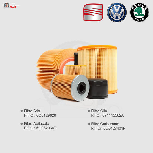 KIT Filtri Tagliando Seat Ibiza V 1.4 TDI + Seat Ibiza V 1.9 TDI + Skoda Fabia 1.4 TDI Cv 70/80 (10/2005) + VW Polo IV 1.4 TDI Cv 70/80 (10/2005)